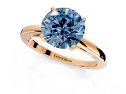Solitaire Engagement Ring Setting for Fancy Blue Round Cut Center with Basket Rail and Prong Head in Rose Gold