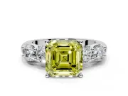 5 Stone Engagement Ring Setting for Fancy Yellow Asscher Cut Center with Graduated Accents and Prong Head in Sterling Silver