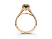 Solitaire Engagement Ring Setting for Fancy Green Emerald Cut Center with Accented Split Shank and Prong Head in Rose Gold