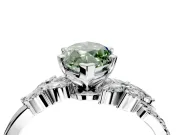 Solitaire Engagement Ring Setting for Fancy Green Marquise Center with Marquise Accent Twist Band and Prong Head in Sterling Silver