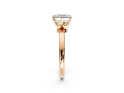Solitaire Engagement Ring Setting for Radiant Cut Center with Plain Band and Tulip Prong Head in Rose Gold
