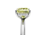 Hidden Halo Engagement Ring Setting for Fancy Yellow Princess Cut Center with Thin Rounded Band and Prong Head in Sterling Silver