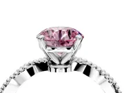 Solitaire Engagement Ring Setting for Fancy Pink Round Cut Center with Twist Band and Bead Prong Head in Sterling Silver