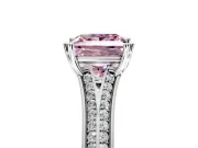 Solitaire Engagement Ring Setting for Fancy Pink Princess Cut Center with Pave Rail Split Shank and Prong Head in Platinum