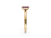 Low-Set Solitaire Engagement Ring Setting for Fancy Pink Emerald Cut Center with Thin Plain Band and Prong Head in Yellow Gold