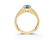 Split Shank Engagement Ring Setting for Fancy Blue Oval Center with Pave Split Shank and Prong Head in Yellow Gold
