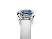 Solitaire Engagement Ring Setting for Fancy Blue Cushion Cut Center with Wide Band, Pave Collar and Prong Head in Sterling Silver