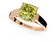 Solitaire Engagement Ring Setting for Fancy Yellow Cushion Cut Center with Tapered Split Shoulders and Prong Head in Rose Gold