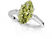 Solitaire Engagement Ring Setting for Fancy Yellow Marquise Center with Channel Accents and Prong Head in White Gold