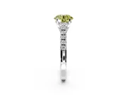 Solitaire Engagement Ring Setting for Fancy Yellow Round Cut Center with Partway Pave Band and Prong Head in Sterling Silver