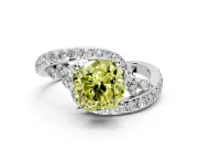 Solitaire Engagement Ring Setting for Fancy Yellow Cushion Cut Center with Pave Bypass Twist Band and Prong Head in Sterling Silver