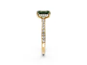 Solitaire Engagement Ring Setting for Fancy Green Emerald Cut Center with Fine Pave Band and Prong Head in Yellow Gold