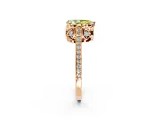 Cathedral Engagement Ring Setting for Fancy Yellow Pear-Shaped Center with Antique-Style Pave Band and Prong Head in Rose Gold