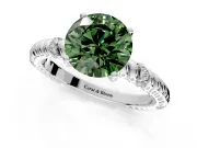 Rope Engagement Ring Setting for Fancy Green Round Cut Center with Accent Shoulders and Prong Head in Sterling Silver