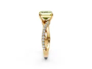 Crossover Engagement Ring Setting for Fancy Yellow Asscher Cut Center with Pave and Plain Strands and Prong Head in Yellow Gold