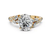 Solitaire Engagement Ring Setting for Oval Center with Marquise Accent Twist Band and Prong Head in Yellow Gold