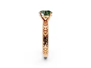 Solitaire Engagement Ring Setting for Fancy Green Round Cut Center with XO Engraved Band and Prong Head in Rose Gold