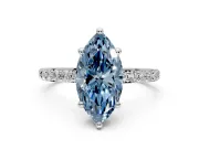 Solitaire Engagement Ring Setting for Fancy Blue Marquise Center with Pave Accents and Prong Head in Platinum