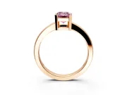 Solitaire Engagement Ring Setting for Fancy Pink Emerald Cut Center with Plain Band and Flat Tab Prong Head in Rose Gold
