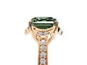 Floral Engagement Ring Setting for Fancy Green Asscher Cut Center with Four Accent Clusters and Prong Head in Rose Gold