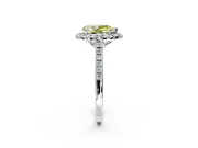 Halo Engagement Ring Setting for Fancy Yellow Pear-Shaped Center with Raised Halo, Pave Band and Prong Head in Platinum