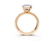 Solitaire Engagement Ring Setting for Asscher Cut Center with Scrollwork Band and Prong Head in Rose Gold