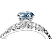 Solitaire Engagement Ring Setting for Fancy Blue Oval Center with Woven 3-Strand Pave Band and Prong Head in Platinum