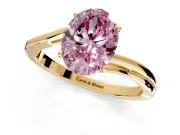 Solitaire Engagement Ring Setting for Fancy Pink Oval Center with Plain Bypass Twist Band and Prong Head in Yellow Gold
