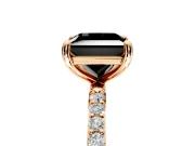 Solitaire Engagement Ring Setting for Fancy Black Princess Cut Center with Pave Accents and Prong Head in Rose Gold