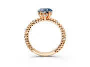 Rope Engagement Ring Setting for Fancy Blue Heart-Shaped Center with Accent Shoulders and Prong Head in Rose Gold