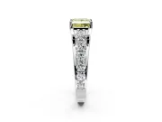 Solitaire Engagement Ring Setting for Fancy Yellow Princess Cut Center with Graduated Shared Prongs and Prong Head in Sterling Silver