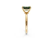 Minimalist Solitaire Engagement Ring Setting for Fancy Green Emerald Cut Center with Thin Band and Prong Head in Yellow Gold