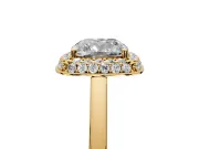 Halo Engagement Ring Setting for Cushion Cut Center with Plain Tapered Band and Prong Head in Yellow Gold