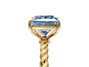 Solitaire Engagement Ring Setting for Fancy Blue Princess Cut Center with Plain Twisted Rope Band and Prong Head in Yellow Gold