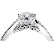 Solitaire Engagement Ring Setting for Pear-Shaped Center with Crossover Accents and Prong Head in Platinum