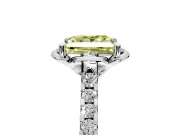 Floral Engagement Ring Setting for Fancy Yellow Princess Cut Center with Pave Band and Floral Prong Head in Platinum