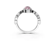 Milgrain Bezel Engagement Ring Setting for Fancy Pink Marquise Center with Marquise Stations and Bezel Head in Sterling Silver