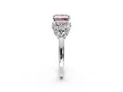 Leaf Cluster Engagement Ring Setting for Fancy Pink Princess Cut Center with Marquise Accents and Prong Head in Sterling Silver