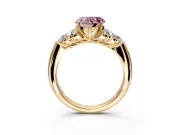 Cluster Engagement Ring Setting for Fancy Pink Heart-Shaped Center with Round Cut Accent Frame and Prong Head in Yellow Gold