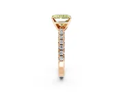 Solitaire Engagement Ring Setting for Fancy Yellow Radiant Cut Center with Large Accents and Prong Head in Rose Gold