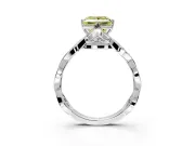 Solitaire Engagement Ring Setting for Fancy Yellow Princess Cut Center with Accented Twist Band and Leaf Prong Head in Platinum