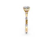 Solitaire Engagement Ring Setting for Cushion Cut Center with Bezel Station Band and Prong Head in Yellow Gold