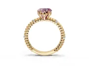 Rope Engagement Ring Setting for Fancy Pink Heart-Shaped Center with Accent Shoulders and Prong Head in Yellow Gold