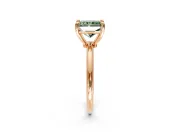 Minimalist Solitaire Engagement Ring Setting for Fancy Green Radiant Cut Center with Thin Band and Prong Head in Rose Gold