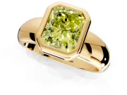 Solitaire Engagement Ring Setting for Fancy Yellow Radiant Cut Center with Wide Band and Bezel Head in Yellow Gold