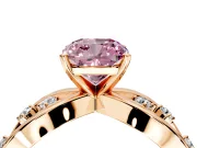 Solitaire Engagement Ring Setting for Fancy Pink Cushion Cut Center with Criss-Cross Accent Band and Prong Head in Rose Gold