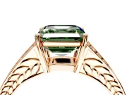 Split Shank Engagement Ring Setting for Fancy Green Asscher Cut Center with Pave Split Shank and Prong Head in Rose Gold