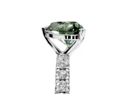 Solitaire Engagement Ring Setting for Fancy Green Heart-Shaped Center with Shared-Prong Accents and Prong Head in Sterling Silver