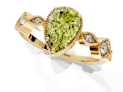 Vintage Station Engagement Ring Setting for Fancy Yellow Pear-Shaped Center with Accents and Prong Head in Yellow Gold
