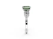 Cluster Engagement Ring Setting for Fancy Green Asscher Cut Center with 2-Row Shoulder Clusters and Prong Head in Sterling Silver